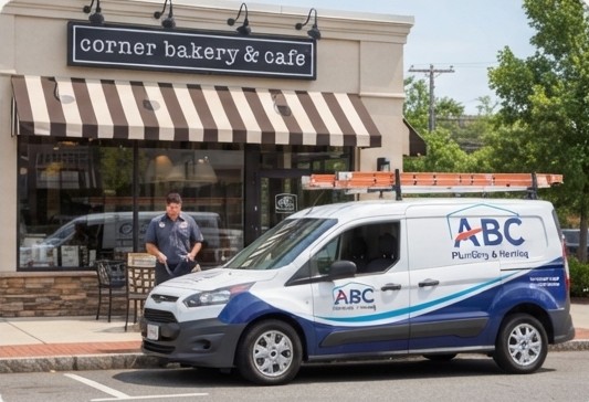 Contractor van parked outside a small business